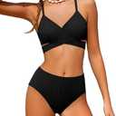 Doumlop Girls Swimsuit Bikini Set,Criss Cross Bathing Suits for Girl Two Piece Solid Color Girls' Swimwear for 13-14 Years
