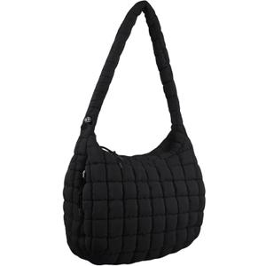 Quilted Puffer Tote Bag Large Crossbody Shoulder Bag Nylon Puffy Bubble Bag with Adjustable Shoulder Strap (Black) Quilted Puffer Tote Bag Large Crossbody Shoulder Bag Nylon Puffy Bubble Bag with Adjustable Shoulder Strap (Black)