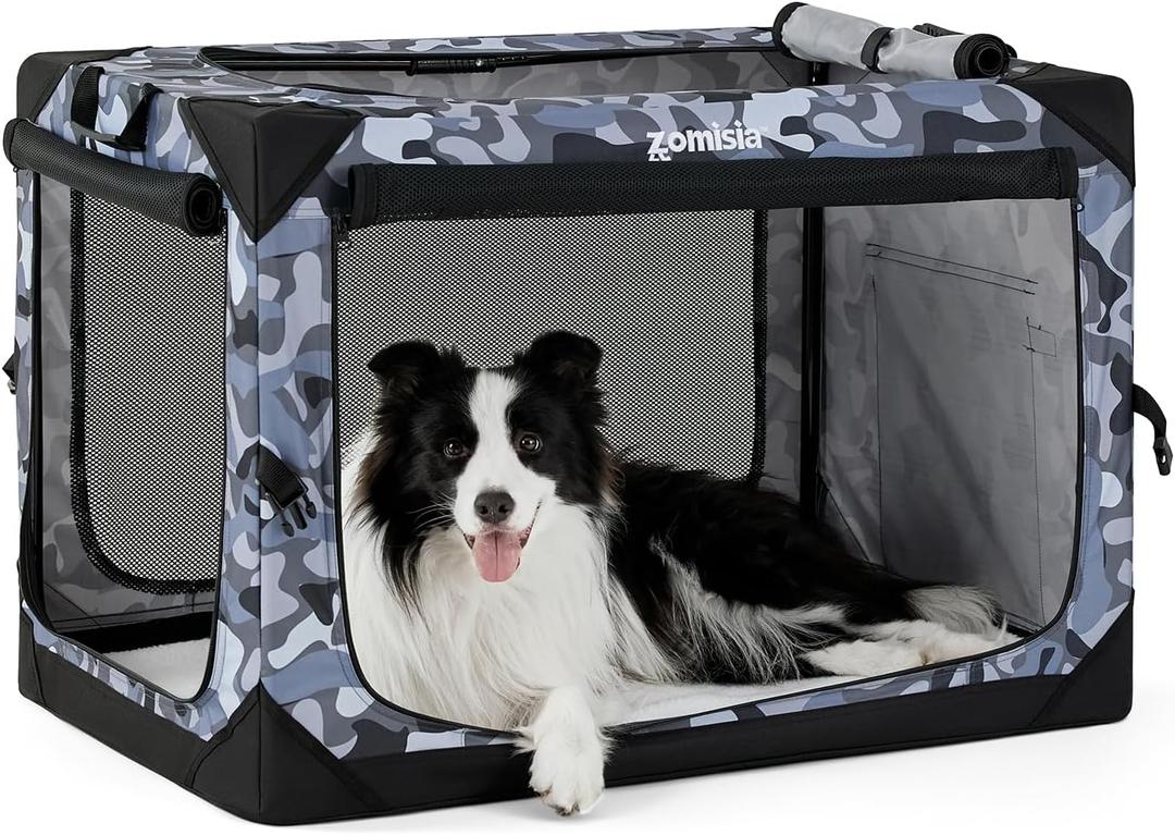 36 Inch Collapsible Dog Crate for Large Dogs - Portable Dog Travel Crate Soft Sided with Breathable Mesh Windows, Foldable Dog Kennel for Indoor and Outdoor, Camo (36.0"L x 25.0"W x 25.0"H, Camo)