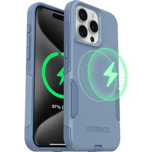 OtterBox iPhone 15 Pro MAX Commuter Series Case - MagSafe Edition - Blue, Slim & Tough, Pocket-Friendly, with Port Protection - Crisp Denim