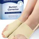 Habioer Bunion Corrector for Women and Men, Breathable Big Toe Straightener, Bunion Relief Splint & Pad, Comfortable for Day/Night Use, Fit for R/L, Washable, Beige-L-2 Pack