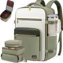 LOVEVOOK Travel Backpack For Women,40L Carry On Backpack Flight Approved,TSA Personal Item Travel Bag Fits 17 Inch Laptop,Business Weekender Overnight Daypack with Back Pad and Chest Buckle,Cubes (Green and White)