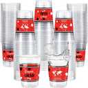 Qinyoung 100 Pcs Red Graduation Cups 12 oz Thick Plastic Class of 2026 Graduates Party Cups Clear Disposable Tableware for High College School Congrats Grad Party Supplies & Decorations