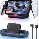 FASTSNAIL Charging Stand for PS Portal Remote Player, Portable Charge Dock Station with 14 RGB Light Modes and Type-C Cable, Charge Base Holder Accessories for PlayStation 5 Portal Console -Black