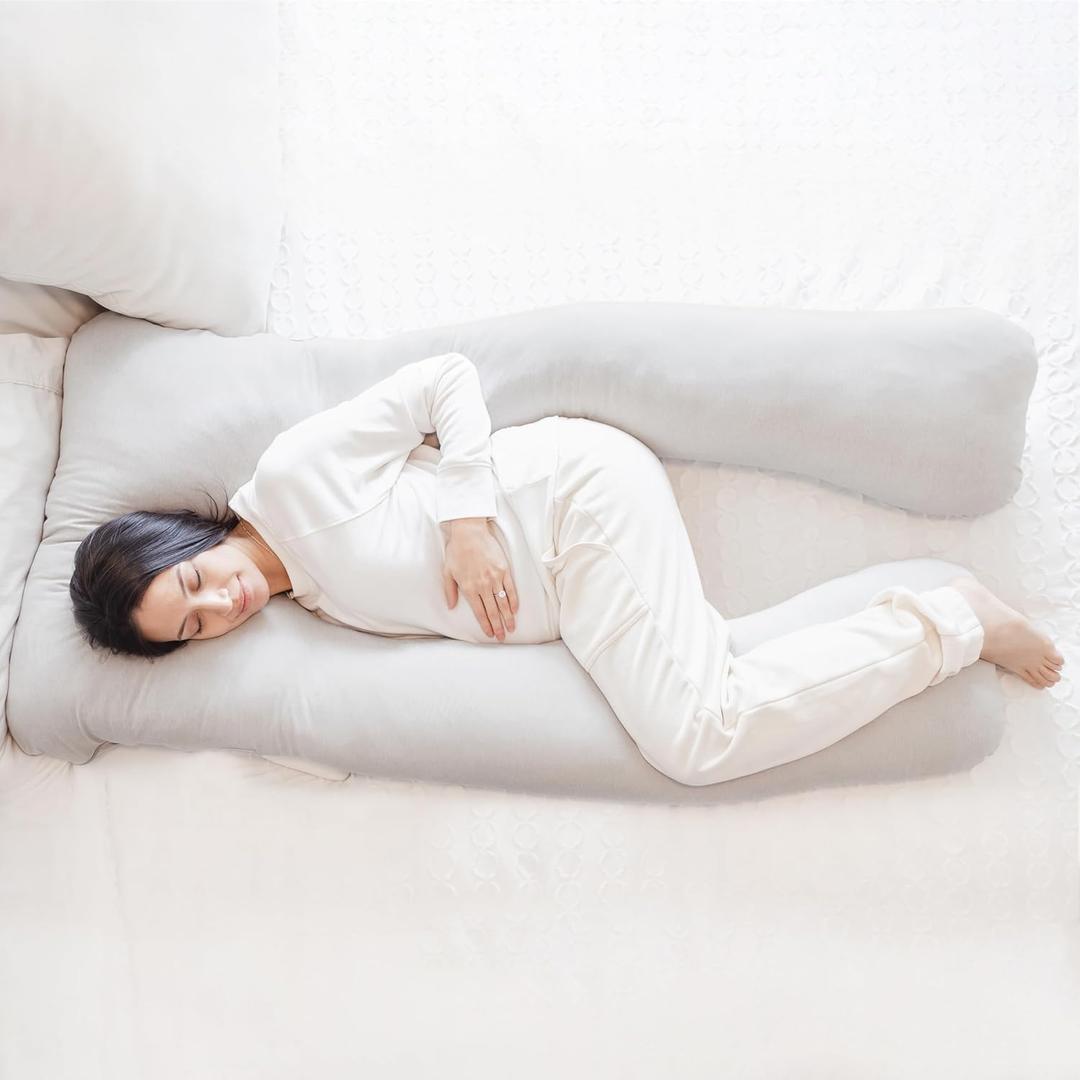 Regalo Premium Ultra Soft Pregnancy Postpartum Pillows for Sleeping, Feeding, U Shaped Full Body Maternity Pillow with Removable Cover, Back, HIPS, Belly Support - Grey