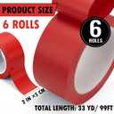 Pangda 6 Rolls 2" x 33 Yards Red Floor Marking Tape and Dance Splicing Tape Warning Safety Durable Non-Abrasive for Social Distancing, Gyms Athletics Restaurant Equipment and More (Red)