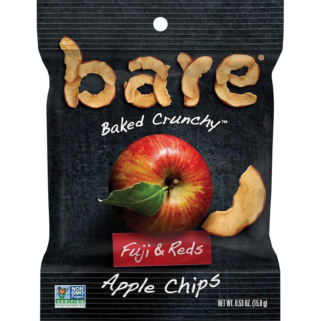 Bare Baked Crunchy Apple Chips, Fuji & Reds, Gluten Free, 0.53 Ounce(Pack of 24) BBD 03/28/2027