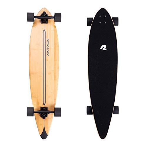 Retrospec Zed Cruiser & Pintail Longboard Skateboard Complete - Bamboo & Canadian Maple Wood Cruiser w/Reverse Kingpin Trucks for Commuting, Carving & Downhill Riding