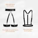 2 PCS Leather Harness for Women Set, Adjustable Black Punk Body Harness Belts Goth for Halloween Cosplay Party (Black)