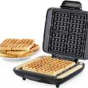Dash No-Drip Waffle Maker - Makes Four Waffles at Once for Hassle-Free Breakfasts - Dual Nonstick Heating Plates & Quick Heat-Up System - Easy-Release Surface - Silver