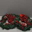 Zcaukya 2 Packs Pre-lit Christmas Wreaths, 14 Inch Buffalo Check Bowknot Wreath with 8 Lighting Modes String Lights, Artificial Front Door Wreath for Xmas Hanging Decor, with Timer