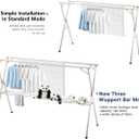 95 inches foldable clothes drying rack, heavy duty stainless steel laundry drying rack for indoor outdoor , clothes rack adjustable length. 3 additional reinforcement bars with 20 windproof hooks