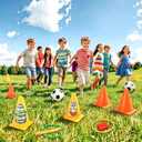 4-in-1 Plastic Carnival Party Games Set,Includes Ring Toss Games, Bean Bag Toss Games, Cones & 3-Legged Race Games, Sports & Outdoor Game Toys for Backyard, Birthday & Family Party