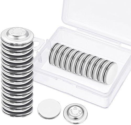 BBTO 24 Pieces Name Tags Magnets Magnetic Name Badge Round Adhesive Magnetic Pin Backs for Clothes with Plastic Storage Box for Circle Badges(Diameter of 1.7 cm/ 0.67 inch)