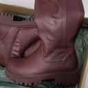 Aitikiss Brown Knee High Boots for Women Wide Calf,Platform Lug Sole Tall Boots,Chunky Low Heel,Round Toe Motorcycle Long boots size 6