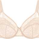 HSIA Minimizer Bras for Women Enchante Full Coverage Underwire Bras Plus Size Lifting Floral Lace Bra for Heavy Breast (Beige, 38D)