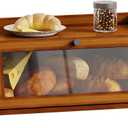 BAMBANG Bread Box for Kitchen Countertop, Bamboo Bread Box for Homemade Bread, Wooden Farmhouse Bread Storage Container, Small Breadbox Bread Bin Organizer for Counter Cabinet Pantry, Brown, 14.7"L x 8.6"W x 7.8"H 