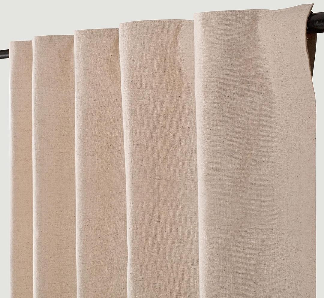 Rustic Linen Blend Curtains - Set of 2 Back Tab Panels, 50x84 Inch Each, Natural Textured Drapes for Living Room, Bedroom or Dining Room - Farmhouse Style Window Curtains, Light Filtering Fabric