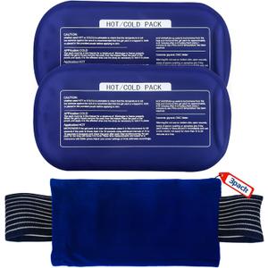 Ice Packs for Injuries Reusable (3-Piece Set) Hot and Cold Ice Packs for Knee, Reusable Gel Wraps Support, Adjustable Ice Pack Pain Relief for Shoulders, Back Joints Muscles, Knees, Arms and Legs