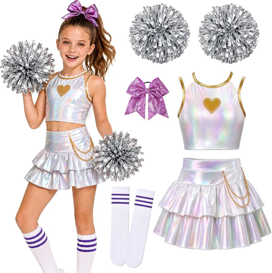 G.C Cheerleader Costume for Girls Kids, Halloween Sparkle Dance Costumes