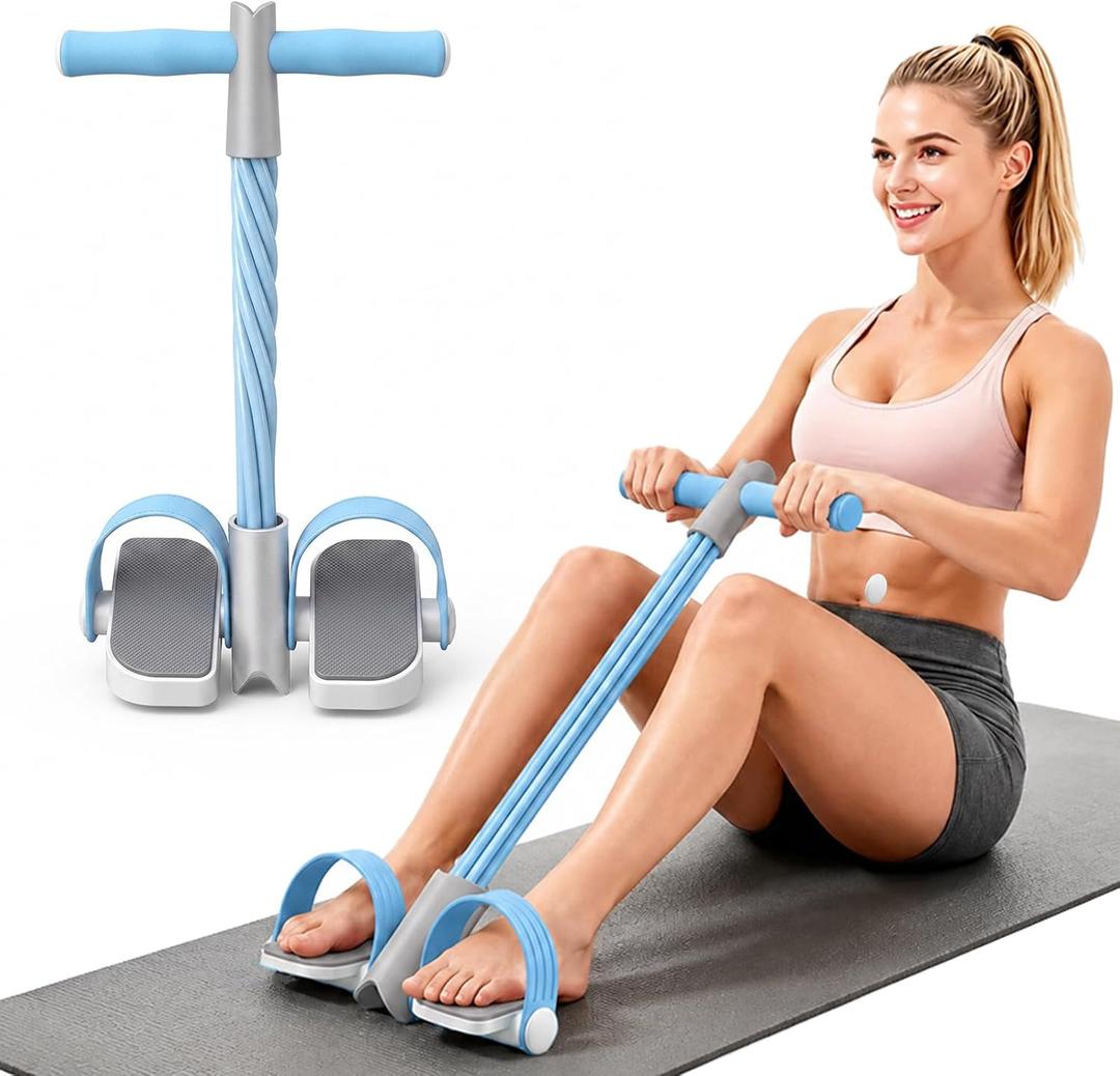 Upgraded Foot Pedal Resistance Band with Handle, 6-Tube Elastic Resistance Bands for Home Workout, Multifunction Exercise Equipment for Abdomen, Core/ABS, Waist, Arm, Leg