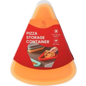 2-Pack Reusable Silicone Leftover Pizza Slice Storage Container with Air-tight Lids-BPA Free,Fits Single Slice up to 16,Save Space,Refrigerator organizer(2 Yellow)