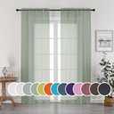 OWENIE Sheer Curtains, Sage Green Sheer Curtains 84 inch Length 2 Panels Set, Rod Pocket Voile Fimly Sheer Drapes for Living Room/Bedroom, 2pcs, Each 42" W x 84" L (42"W x 84"L (Pack of 2))