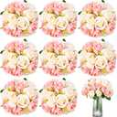 Hoteam 72 Heads Pink Artificial Rose Flowers 6 Bouquet Wedding Decoration Faux Flower Arrangement Bouquet with Stem Bridal Shower Gift Floral Centerpiece for Tables