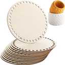 Fanfanwin 12 Pcs Wooden Basket Bottom Moses Crochet Basket Round Base Unfinished Wood Knitting Base for DIY Craft Weaving Making Supplies Home Decoration(6 Inches)