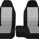 2 Pcs Front 60/40 Cloth High Back Bench Seat Cover Compatible with Ford Ranger XLT 2004 2005 2006 2007 2008 2009 2010 2011 2012-Without Console Cover-Gray