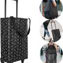 Small Collapsible Shopping Cart,Shopping Cart with Wheels,Folding Portable Bag,Waterproof Rolling Bag,Trolley Tote Stair Climbing for Traveling,Gift for Women,Older (Black,Expandable Bag)