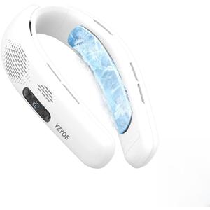 Multi functional rechargeable neck fan with double-sided cooling, portable silent hanging neck fan with cold compress 3 mode., 8.8 x 6.5 x 2 inches