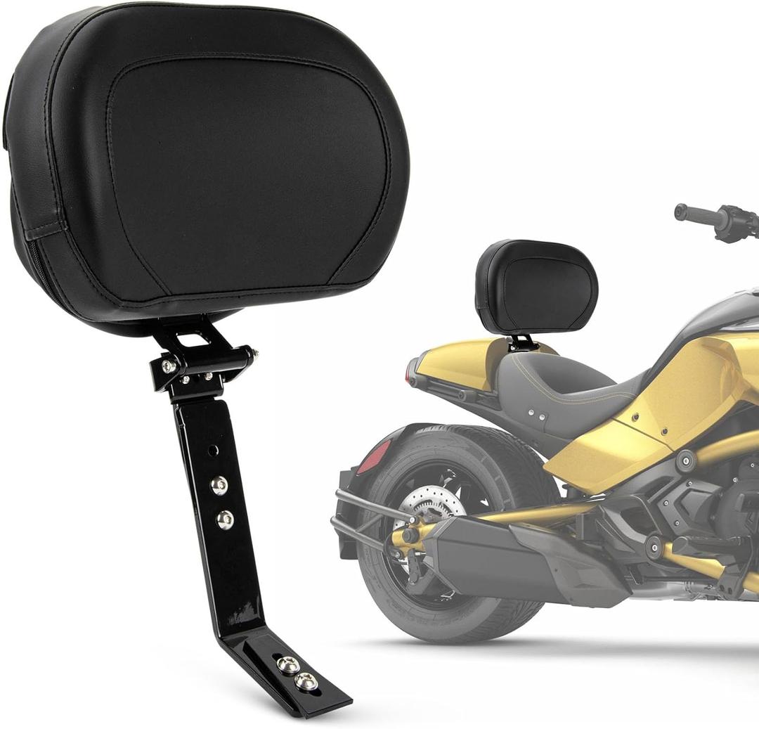 PSLER Spyder Adjustable Driver Backrest Pad Kit Rider Backrest Mount Kit with Storage Pouch for Spyder F3 F3-L F3-S F3-T F3LTD 2015 2016 2017 2018 2019 2020 2021 2022 2023 2024 Quick Detachable