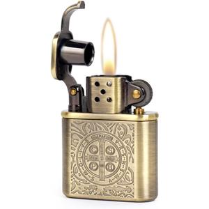 Bronzy Carved Constantine Antique Style Lift Arm Petrol Kerosene Lighter