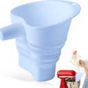Silicone Mixer Flour Funnel, Foldable Wide Mouth Pouring Chute for Kitchen Stand Mixer to Prevent Spills and Clogs (Blue)