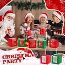 Motiskyy 48 Set Christmas Candy Apple Boxes with Hole Stick and Ribbons 4x4x4 Inch Caramel Apple Gift Cake Treat Boxes with Clear Window for Xmas Party(Christmas Color)