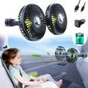 Battery Fan for Car Backseat - Rechargeable Car Fan for Backseat Kids Dogs [Comes with Car Charger&USB C Cable] 360 Rotatable Separate Control Car Fans That Blow Cold Air for Vehicles SUV RV