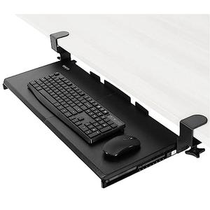 BONTEC Keyboard Tray Under Desk, Pull Out Keyboard & Mouse Tray with C-clamp, 25.6 Excluding Clamps (30 Including Clamps) x 11.8 Inch Steady Slide-Out Computer Drawer for Typing, Black