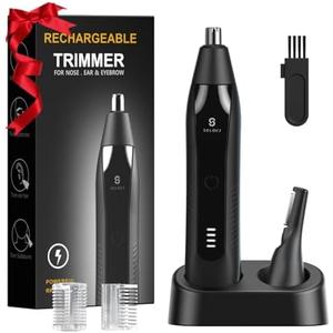 Selouj Ear and Nose Hair Trimmer for Men, 2025 Professional Painless USB Rechargeable Eyebrow & Facial Electric Hair Trimmer for Men Women, Powerful Motor, Dual Edge Blades, IPX7 Waterproof Easy Clean