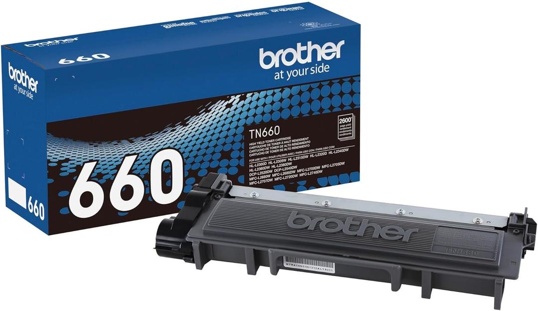 Brother Genuine High Yield Toner Cartridge, TN660, Replacement Black Toner, Page Yield Up to 2,600 Pages, Amazon Dash Replenishment Cartridge, Black, 1 Pack