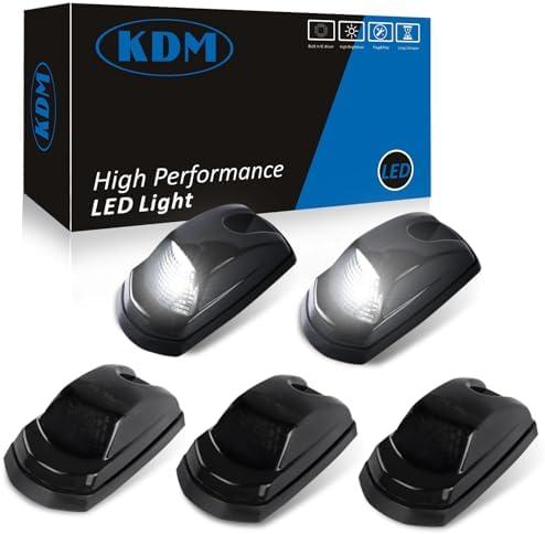 KDM Smoked Lens Led Cab Roof Top Marker Lights assembly Fit for 2017-2024 Ford F250 F350 F450 F550 Super Duty,Mounted Running Clearance Bright White,5Pcs Pack