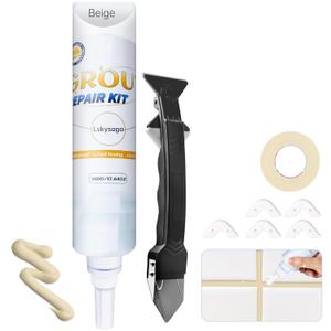 Tile Grout Repair Kit - 17.64oz Beige Grout Filler for Shower, Bathroom & Floor Tile - Waterproof Grout Sealer to Restore & Renew Grout Lines - Quick Drying, Easy to Use Tube
