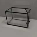 NCYP Small Wedding Glass Cards Box with Slot and Lock, 10.2 x 5.9 x 7.9 Inch, Black Geometric Cards Holder for Birthdays Party Reception, Wishing Well - Slot Length 6.3'' (Glass Box Only)