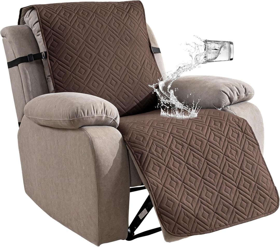 Genina Waterproof Recliner Chair Cover - 100% Protection! Non-Slip, Washable & Durable Protector for Kids & Pets23.6'' /Chocolate