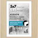 Americanflat 5x7 Picture Frame with Shatter-Resistant Glass - Use as 4x6 Frame with Mat or Display 5x7 Photo Without Mat - Hudson Collection - Wide Picture Frames for Tabletop and Wall - Natural Oak