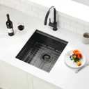 KINGO HOME Black Undermount Bar Sink, 15x15 Inch Stainless Steel Small Workstation RV Sinks 16 Gauge Ledge Kitchen Gunmetal Black Single Bowl Kitchen Wet Bar Prep Sink with Accessories