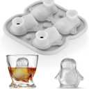 ACOOKEE Penguins Ice Cube Tray Fun Shapes, Odd Novelty Cute Penguin Gifts, 2.2" Large Silicone Whiskey Ice Mold for Cocktails,Bourbon,Brandy, w/Funne