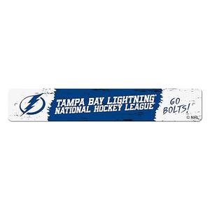 48485 NHL - Tampa Bay Lightning Metal Street Sign Blue & Black 4"x24" Lightning Bolt Primary Logo