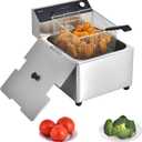 Commercial Deep Fryer with Basket, 1700w 20Qt 0.6mm Thickened Stainless Steel Countertop Electric Fryer for Home and Commercial Use, Oil Fryer with Double Overheat Protection
