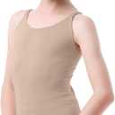 Daydance Tan Leotard Kids Seamless Camisole Dance Leotards for Ballet, Gymnastics with Adjustable Straps (9-10 Years)